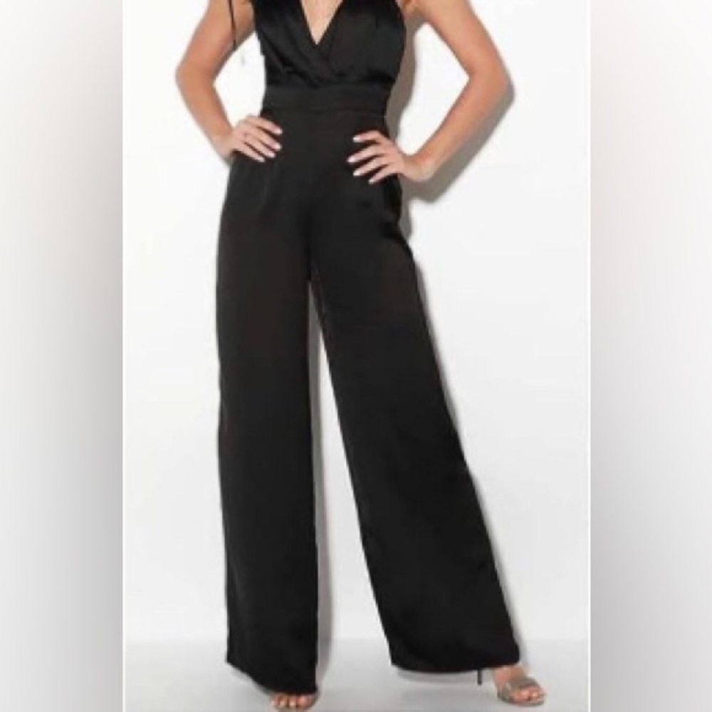 Wide leg, black Satin pants 3X